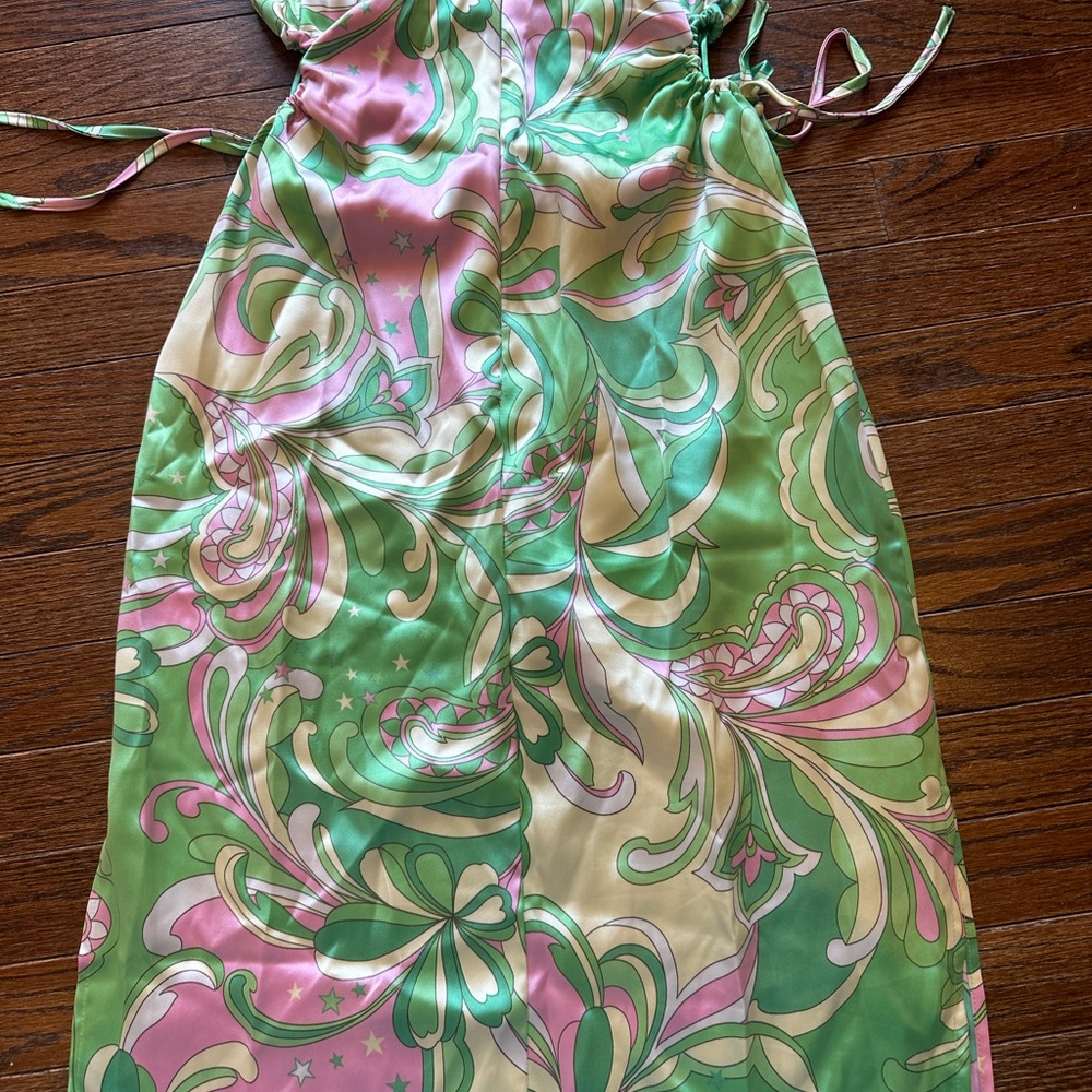 Christian Lacroix Green and Pink Floral Dress - Picture 6 of 6